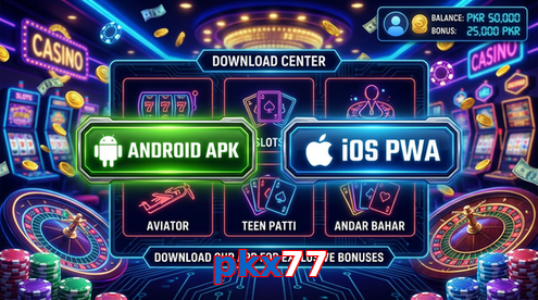 Main screen of Pkx77 download page for PK players
